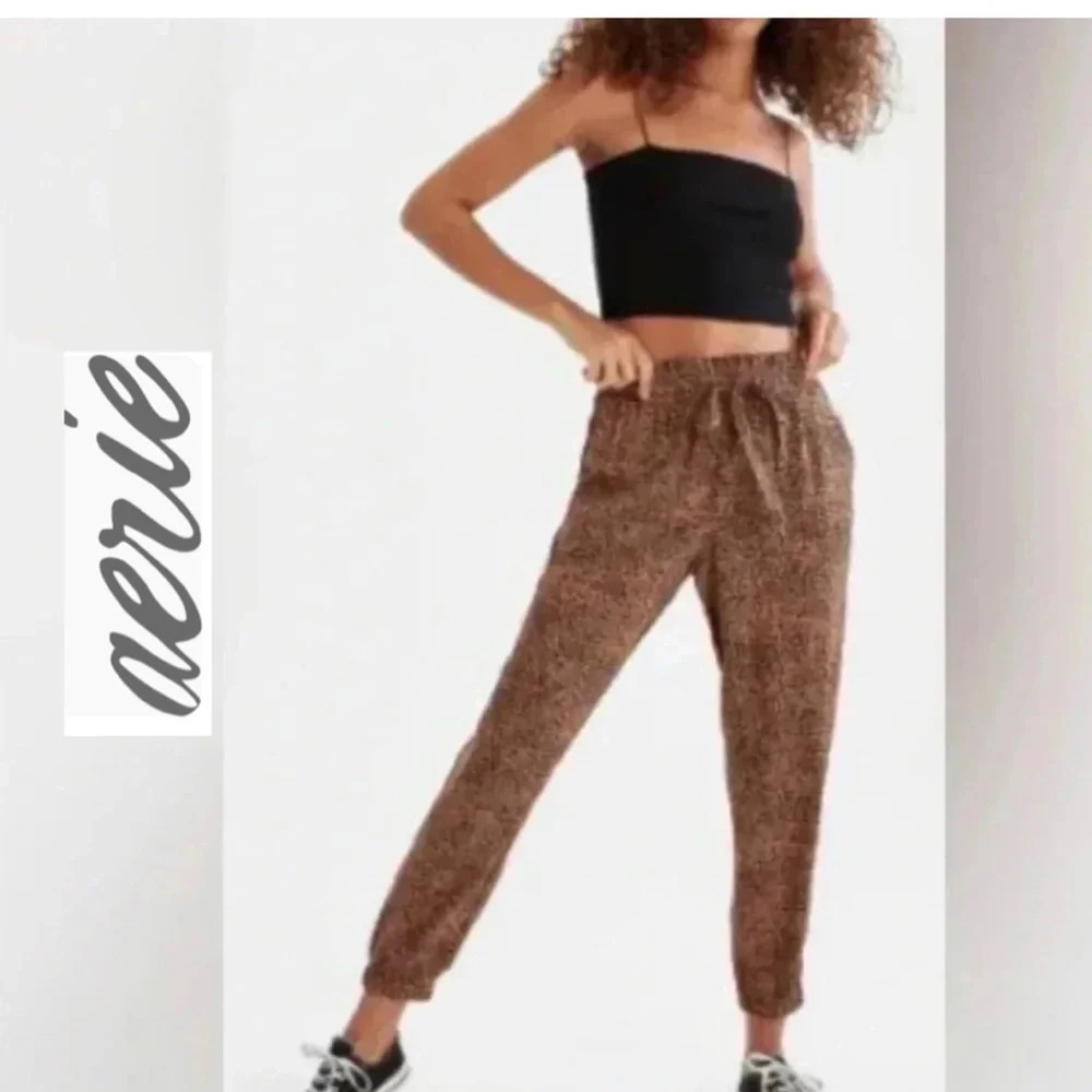 🆕 NWOT Aerie Elastic-Waist Leopard Lounge Pants S 🆕
